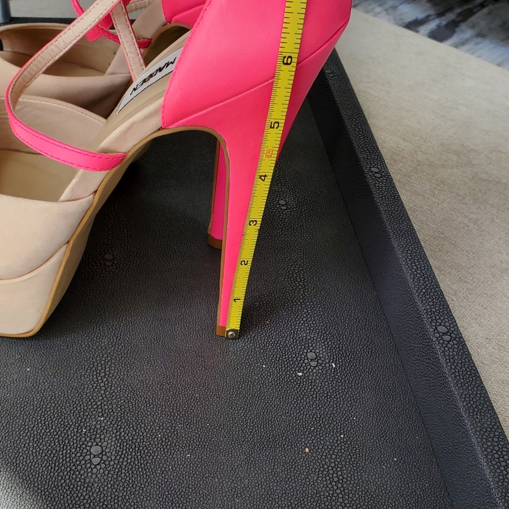 Steve Madden Hot Pink and Nude Strappy Platform Heels - Picture 7 of 11